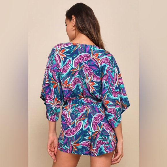 NWOT*Lulus Hypnotized Purple Print Romper L - Picture 2 of 13